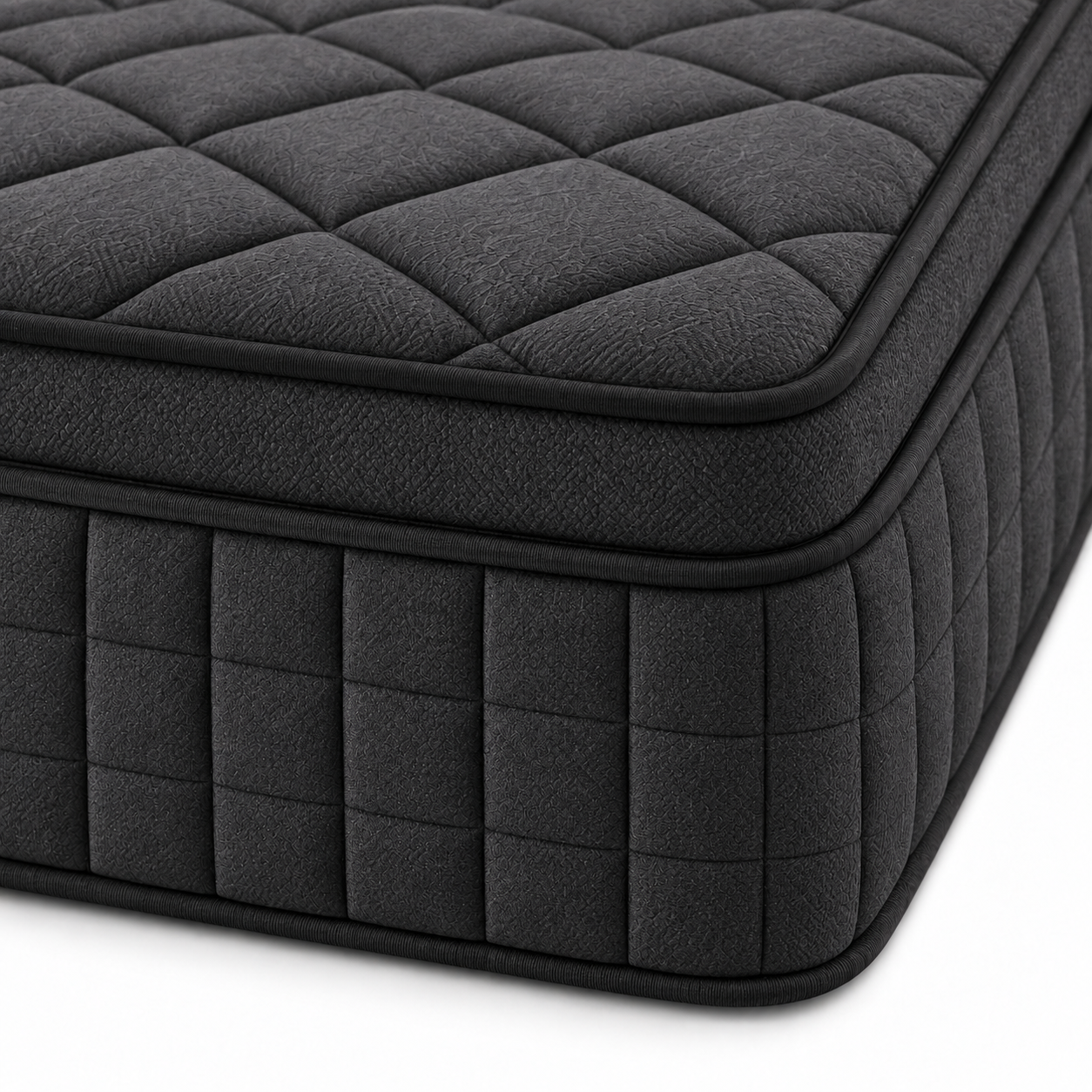 Matelas noir semi-ferme hybride  - close-up