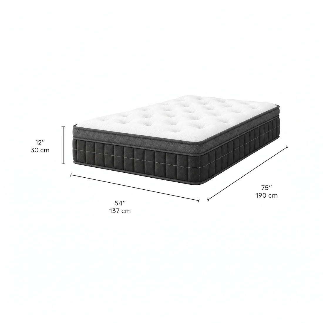 Matelas double roulé hybride semi ferme - 12"