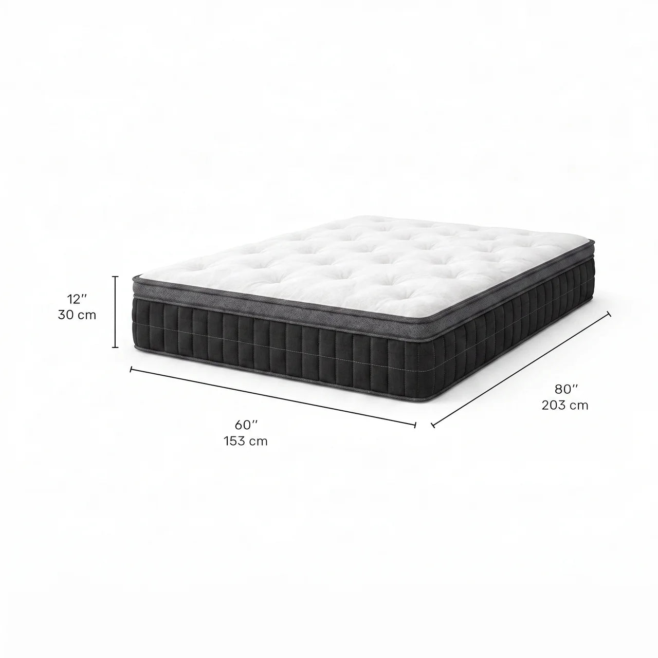 Matelas queen roulé hybride semi ferme - 12"